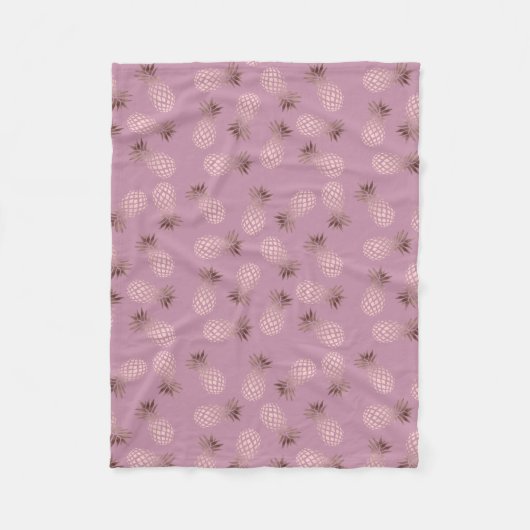 Couverture Polaire Motif rose élégant et mignon d'ananas d'or (Devant)