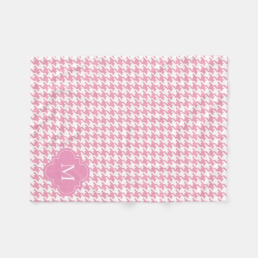 Couverture Polaire Motif rose et blanc de monogramme fait sur (Devant (Horizontal))