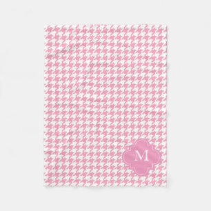 Couverture Polaire Motif rose et blanc de monogramme fait sur