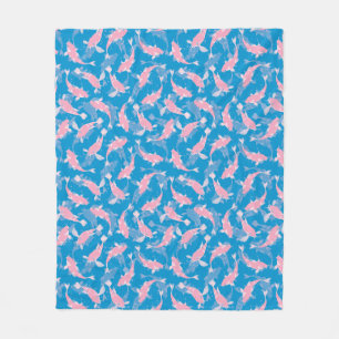 Couverture Polaire Motif rose et bleu - Koi Fish