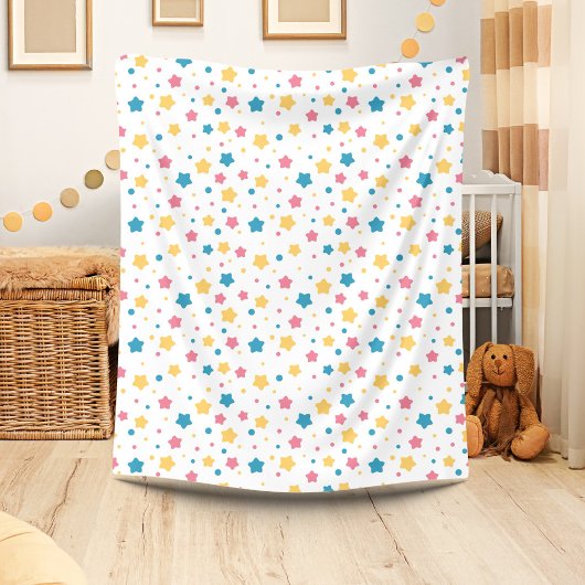 Couverture Polaire Motif Rose et Blue Stars