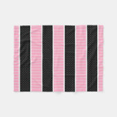 Couverture Polaire Motif rose et noir de rayures de point de polka (Devant (Horizontal))