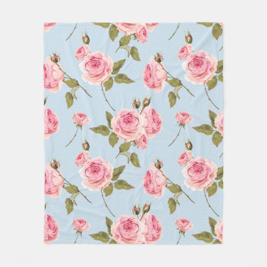 Couverture Polaire Motif rose et Pois (Devant)