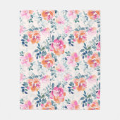 Couverture Polaire Motif rose et Turquoise (Devant)