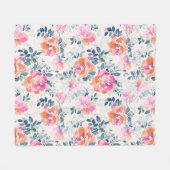 Couverture Polaire Motif rose et Turquoise (Devant (Horizontal))