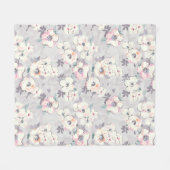 Couverture Polaire Motif rose mou d'aquarelle du monogramme | (Devant (Horizontal))