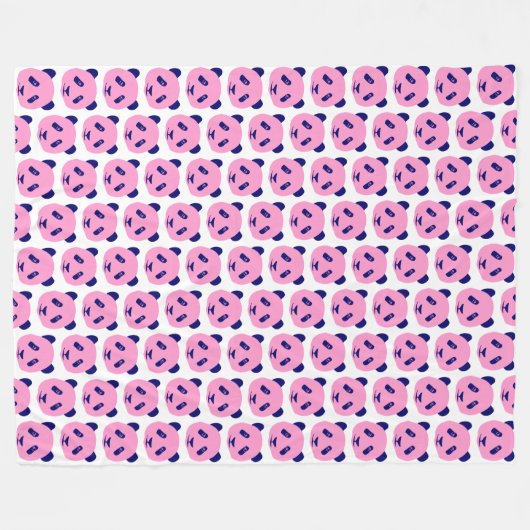 Couverture Polaire Motif rose panda et bleu foncé (Devant (Horizontal))