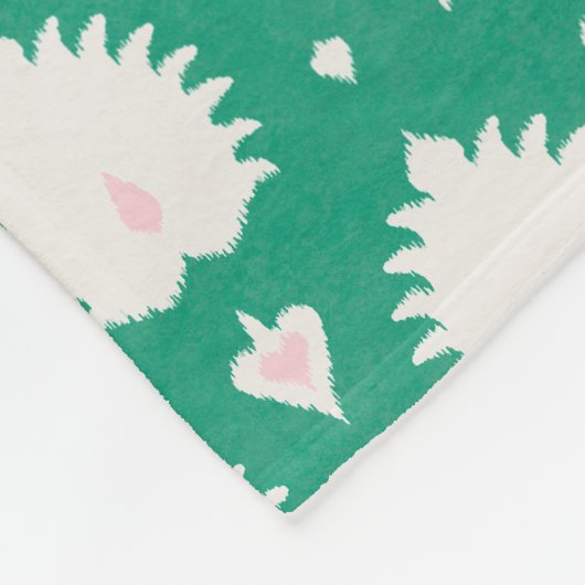 Couverture Polaire Motif rose vert texturisé chic moderne d'ikat (Coin)