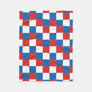 Couverture Polaire Motif rouge blanc et bleu à damiers