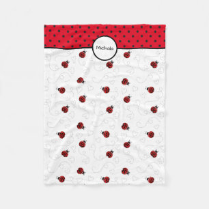 Couverture Polaire Motif rouge de coccinelle personnalisé