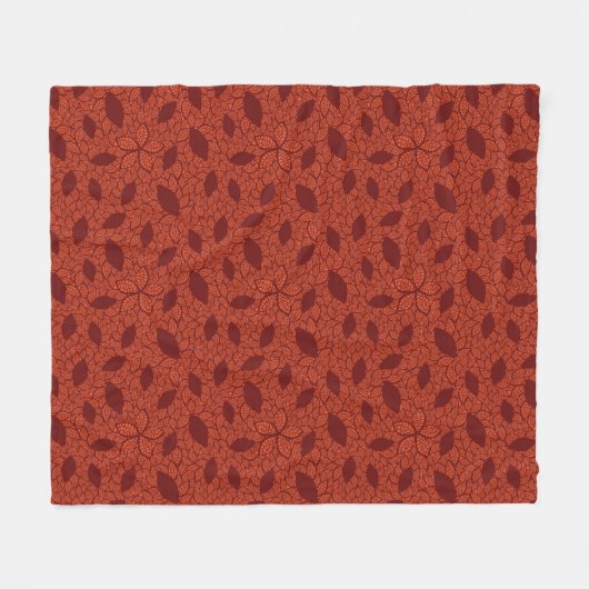 Couverture Polaire Motif rouge de feuille sur l'orange (Devant (Horizontal))