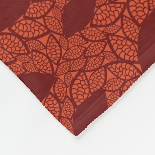 Couverture Polaire Motif rouge de feuille sur l'orange (Coin)