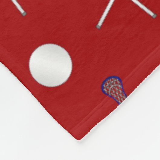 Couverture Polaire Motif rouge de lacrosse (Coin)