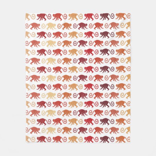 Couverture Polaire Motif rouge de singes (Devant)