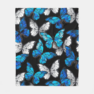Couverture Polaire Motif sans couleur foncée avec papillons bleus Mor