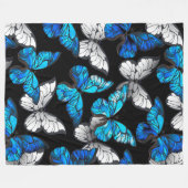 Couverture Polaire Motif sans couleur foncée avec papillons bleus Mor (Devant (Horizontal))