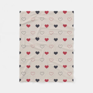 Couverture Polaire Motif sans couture à cœur beige et rouge, minimali