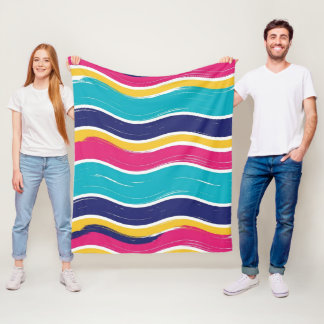 Couverture Polaire Motif sans couture à rayures ondulées rétro