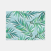 Couverture Polaire Motif sans couture avec branches de palmiers. Aqua (Devant (Horizontal))