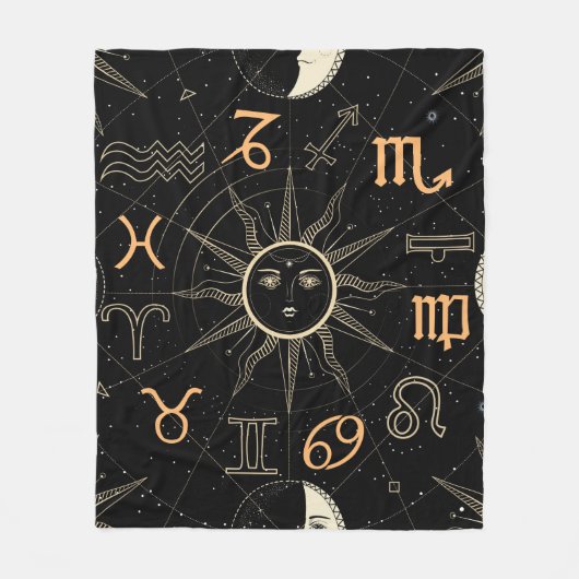Couverture Polaire Motif sans couture avec cercle Horoscope avec Zo (Devant)
