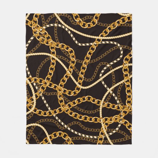 Couverture Polaire Motif sans couture avec chaînes dorées. (Devant)