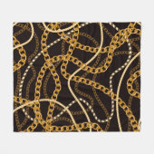 Couverture Polaire Motif sans couture avec chaînes dorées. (Devant (Horizontal))