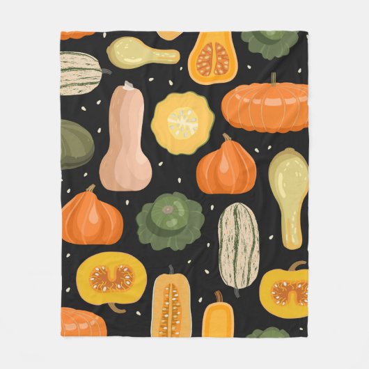 Couverture Polaire Motif sans couture avec citrouille et variétés de (Devant)