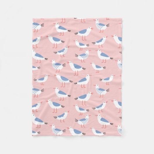 Couverture Polaire Motif sans couture avec de mignons mouettes (Devant)