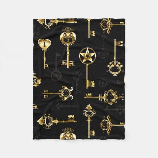 Couverture Polaire Motif sans couture avec des clés dorées (Devant)