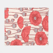 Couverture Polaire Motif sans couture avec des pavots. (Devant (Horizontal))