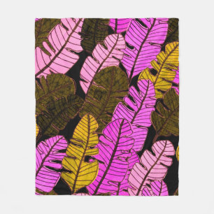 Couverture Polaire Motif sans couture avec feuilles tropicaux dessiné