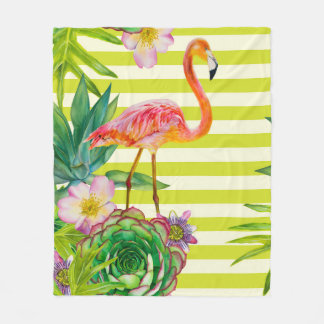 Couverture Polaire motif sans couture avec flamant rose et tr exotiqu