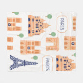 Couverture Polaire Motif sans couture avec les monuments parisiens (Devant (Horizontal))