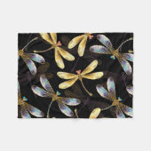 Couverture Polaire Motif sans couture avec libellules d'or (Devant (Horizontal))