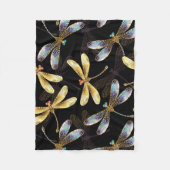 Couverture Polaire Motif sans couture avec libellules d'or (Devant)