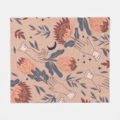 Couverture Polaire Motif sans couture avec oiseaux, fleurs de protéa (Devant (Horizontal))