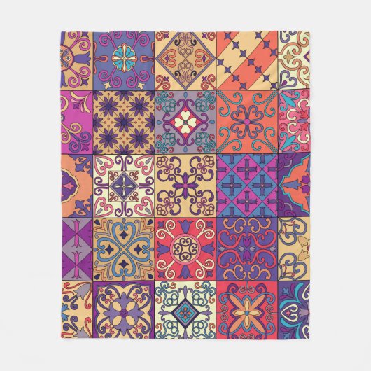 Couverture Polaire Motif sans couture avec tuiles portugaises en tala (Devant)