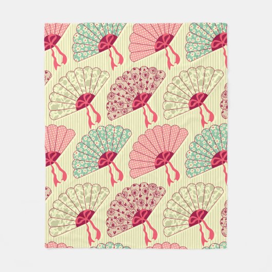 Couverture Polaire Motif sans couture avec ventilateurs. (Devant)