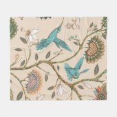 Couverture Polaire Motif sans couture beige avec fleurs stylisées et  (Devant (Horizontal))