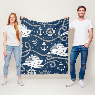 Couverture Polaire Motif sans couture de croisière nautique