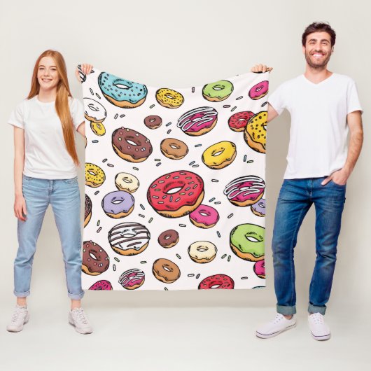 Couverture Polaire Motif sans couture de donuts (En situation)