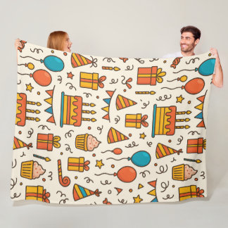Couverture Polaire Motif sans couture de fête d'anniversaire vibrant