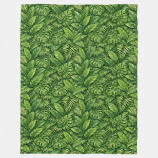 Couverture Polaire Motif sans couture de feuilles tropicales modernes
