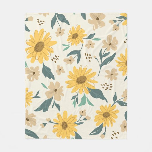 Couverture Polaire Motif sans couture de tournesol. Marguerite jaune (Devant)