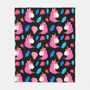 Couverture Polaire Motif sans couture d'une licorne magique avec mult