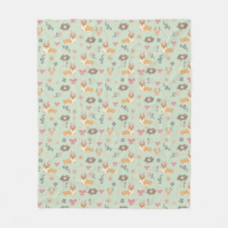 Couverture Polaire Motif sans couture floral de jardin à la menthe Co