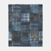 Couverture Polaire Motif sans couture patchwork denim indigo (Devant)