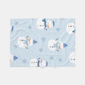 Couverture Polaire Motif sans couture Snowman, arrière - plan d'hiver (Devant (Horizontal))