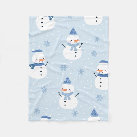 Couverture Polaire Motif sans couture Snowman, arrière - plan d'hiver (Devant)