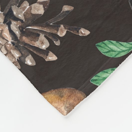 Couverture Polaire Motif sans joint avec champignons, noix, feuilles, (Coin)